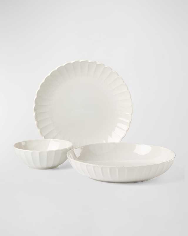 French Perle Scallop White 12-Piece Dinnerware Set